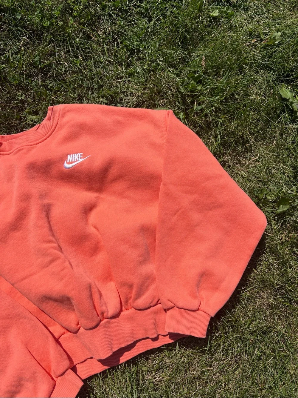 Nike Girls Large Crewneck Sweatshirt Orange Embroidered Swoosh